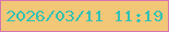 文字の大きさ：3、枠の色：d575b0、背景の色：f3c778、文字の色：31c2b5 無料ブログパーツのブログ時計