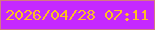 文字の大きさ：3、枠の色：d57884、背景の色：c529fe、文字の色：febe24 無料ブログパーツのブログ時計
