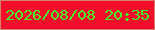 文字の大きさ：4、枠の色：d5806e、背景の色：f40e29、文字の色：44f426 無料ブログパーツのブログ時計