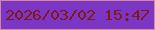 文字の大きさ：2、枠の色：d5879c、背景の色：7b36c6、文字の色：811812 無料ブログパーツのブログ時計