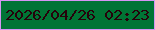 文字の大きさ：4、枠の色：d595f3、背景の色：007435、文字の色：26010b 無料ブログパーツのブログ時計
