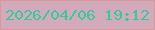 文字の大きさ：5、枠の色：d59b99、背景の色：d3aab9、文字の色：32ca9e 無料ブログパーツのブログ時計