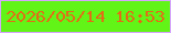 文字の大きさ：3、枠の色：d5a5fc、背景の色：61f416、文字の色：e36c17 無料ブログパーツのブログ時計