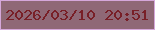文字の大きさ：5、枠の色：d5a7da、背景の色：8f6876、文字の色：781f27 無料ブログパーツのブログ時計