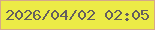 文字の大きさ：1、枠の色：d5a888、背景の色：eceb46、文字の色：655e5e 無料ブログパーツのブログ時計