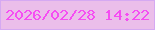 文字の大きさ：1、枠の色：d5a9f2、背景の色：ebbeea、文字の色：f54ef2 無料ブログパーツのブログ時計