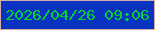 文字の大きさ：3、枠の色：d5aca9、背景の色：0833c0、文字の色：03d131 無料ブログパーツのブログ時計