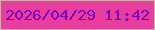 文字の大きさ：2、枠の色：d5adac、背景の色：e93e9d、文字の色：7b03c0 無料ブログパーツのブログ時計