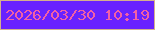 文字の大きさ：1、枠の色：d5b08d、背景の色：6922ff、文字の色：f260a5 無料ブログパーツのブログ時計