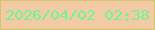 文字の大きさ：1、枠の色：d5c569、背景の色：f2caa6、文字の色：6ef693 無料ブログパーツのブログ時計