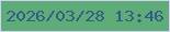 文字の大きさ：3、枠の色：d5cffa、背景の色：5eac78、文字の色：335c86 無料ブログパーツのブログ時計