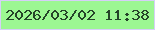 文字の大きさ：2、枠の色：d5d0f7、背景の色：9cf792、文字の色：254429 無料ブログパーツのブログ時計