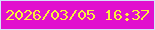 文字の大きさ：1、枠の色：d5e1fb、背景の色：e110ce、文字の色：fbf239 無料ブログパーツのブログ時計