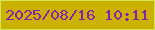 文字の大きさ：2、枠の色：d5e554、背景の色：cbb201、文字の色：8921ad 無料ブログパーツのブログ時計