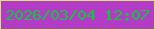 文字の大きさ：3、枠の色：d5e572、背景の色：b43bc5、文字の色：0fc83a 無料ブログパーツのブログ時計