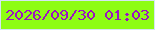 文字の大きさ：2、枠の色：d5e6f3、背景の色：8efd14、文字の色：9c14c1 無料ブログパーツのブログ時計
