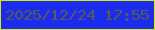 文字の大きさ：1、枠の色：d5ee07、背景の色：1c2cee、文字の色：545d4e 無料ブログパーツのブログ時計