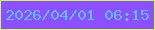 文字の大きさ：3、枠の色：d5f94b、背景の色：8b50ff、文字の色：64bafa 無料ブログパーツのブログ時計