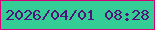 文字の大きさ：5、枠の色：d60177、背景の色：33cd95、文字の色：4f117a 無料ブログパーツのブログ時計