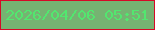 文字の大きさ：2、枠の色：d60927、背景の色：76b372、文字の色：52e76f 無料ブログパーツのブログ時計