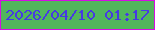 文字の大きさ：1、枠の色：d60de4、背景の色：52b65c、文字の色：463ae3 無料ブログパーツのブログ時計