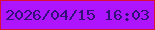 文字の大きさ：3、枠の色：d61238、背景の色：af14fe、文字の色：330f7a 無料ブログパーツのブログ時計