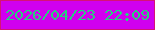 文字の大きさ：3、枠の色：d61276、背景の色：d000ef、文字の色：26d07f 無料ブログパーツのブログ時計