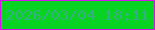 文字の大きさ：4、枠の色：d612eb、背景の色：08d322、文字の色：38af83 無料ブログパーツのブログ時計