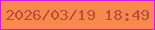 文字の大きさ：2、枠の色：d613fd、背景の色：f8884b、文字の色：b64f3f 無料ブログパーツのブログ時計