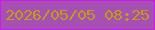 文字の大きさ：4、枠の色：d614f1、背景の色：a550b3、文字の色：c79b0f 無料ブログパーツのブログ時計