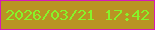 文字の大きさ：4、枠の色：d61ab8、背景の色：b99423、文字の色：87f42a 無料ブログパーツのブログ時計