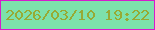 文字の大きさ：3、枠の色：d61bcc、背景の色：7de1ab、文字の色：97aa34 無料ブログパーツのブログ時計