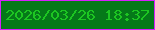 文字の大きさ：5、枠の色：d61ffd、背景の色：057919、文字の色：1dc522 無料ブログパーツのブログ時計