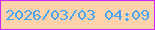 文字の大きさ：1、枠の色：d624f8、背景の色：fed2ab、文字の色：4ba3ee 無料ブログパーツのブログ時計