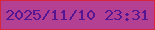文字の大きさ：4、枠の色：d6263d、背景の色：b34092、文字の色：561691 無料ブログパーツのブログ時計