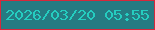 文字の大きさ：4、枠の色：d6283b、背景の色：257b82、文字の色：25cdc0 無料ブログパーツのブログ時計
