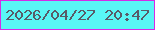 文字の大きさ：4、枠の色：d62ae7、背景の色：59f6f5、文字の色：585b68 無料ブログパーツのブログ時計