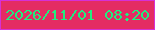 文字の大きさ：5、枠の色：d630d6、背景の色：e42c63、文字の色：20ee7f 無料ブログパーツのブログ時計