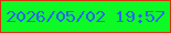 文字の大きさ：4、枠の色：d63312、背景の色：0efa26、文字の色：2667f1 無料ブログパーツのブログ時計