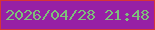 文字の大きさ：4、枠の色：d63537、背景の色：9720a5、文字の色：7ec07a 無料ブログパーツのブログ時計