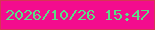 文字の大きさ：2、枠の色：d63654、背景の色：f30c8e、文字の色：5be087 無料ブログパーツのブログ時計