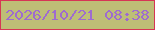 文字の大きさ：1、枠の色：d63655、背景の色：bebe76、文字の色：9e6bcf 無料ブログパーツのブログ時計