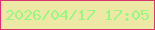 文字の大きさ：5、枠の色：d6366e、背景の色：eee8a7、文字の色：98f682 無料ブログパーツのブログ時計