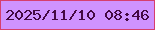 文字の大きさ：1、枠の色：d63e6e、背景の色：cf92ff、文字の色：440942 無料ブログパーツのブログ時計