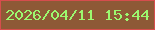 文字の大きさ：4、枠の色：d64d4d、背景の色：8e5936、文字の色：9cf86f 無料ブログパーツのブログ時計