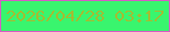 文字の大きさ：1、枠の色：d65cc4、背景の色：39f56e、文字の色：a2bd33 無料ブログパーツのブログ時計