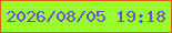文字の大きさ：4、枠の色：d66113、背景の色：99fc2d、文字の色：6c4edb 無料ブログパーツのブログ時計