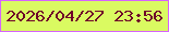 文字の大きさ：5、枠の色：d663fd、背景の色：dafa61、文字の色：6e0229 無料ブログパーツのブログ時計