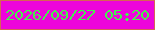 文字の大きさ：3、枠の色：d66454、背景の色：ed05db、文字の色：45f14d 無料ブログパーツのブログ時計