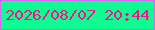文字の大きさ：3、枠の色：d669f4、背景の色：0cfe93、文字の色：f2148f 無料ブログパーツのブログ時計